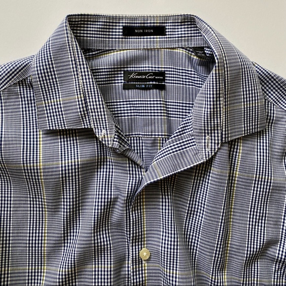 Kenneth Cole New York Other - Men’s Kenneth Cole Navy Blue & Yellow Dress Shirt